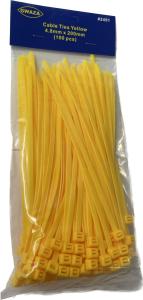 Buntband 200mm x 4,8mm  - 100-pack - Gul