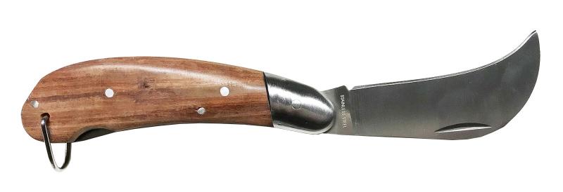 Kniv - Böjd 70mm Fällkniv med trähandtag
