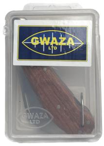 Kniv - Böjd 70mm Fällkniv med trähandtag- I plastförpackning