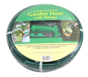 Trädgårdsslangsats med beslag, sprutpistol & kopplingar - 30m