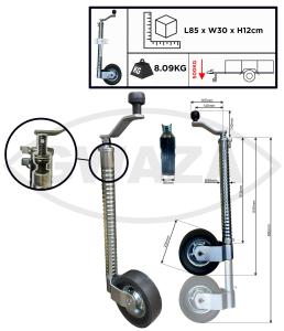 Stödhjul Ø48 - 500kg - Ribbat skaft