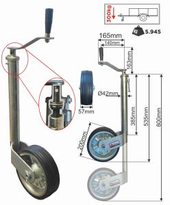Stödhjul Ø42 - 300kg Heavy Duty