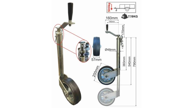 Stödhjul Ø48 - 500 kg