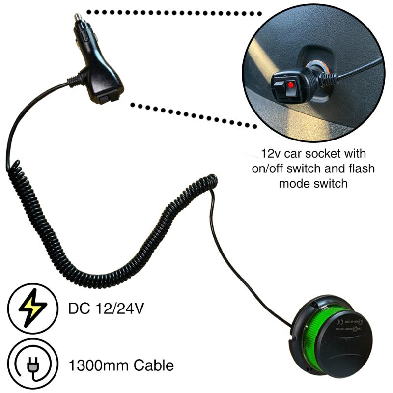 LED Varningsljus - Magnetisk med låg profil - Grön