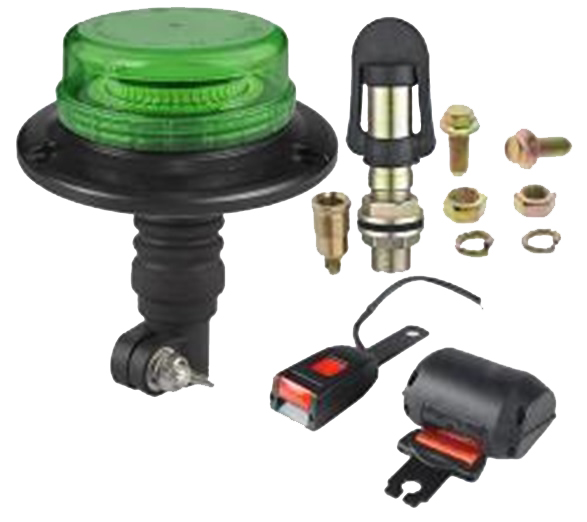 Varningsljus & Säkerhetsbälte - LED Grön lins - DIN anslutning