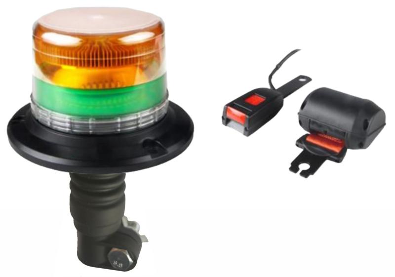Varningsljus & Säkerhetsbälte - LED Amber & Grön lins - 90 lysdioder