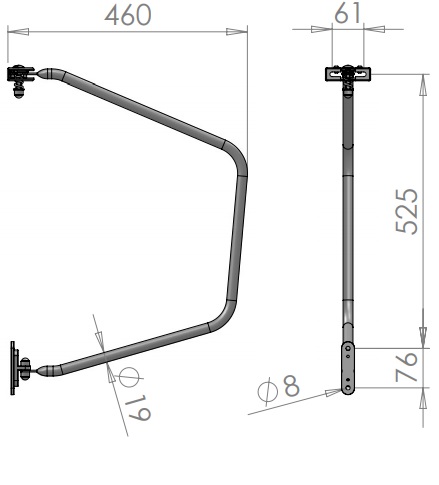 Backspegelarm 19mm