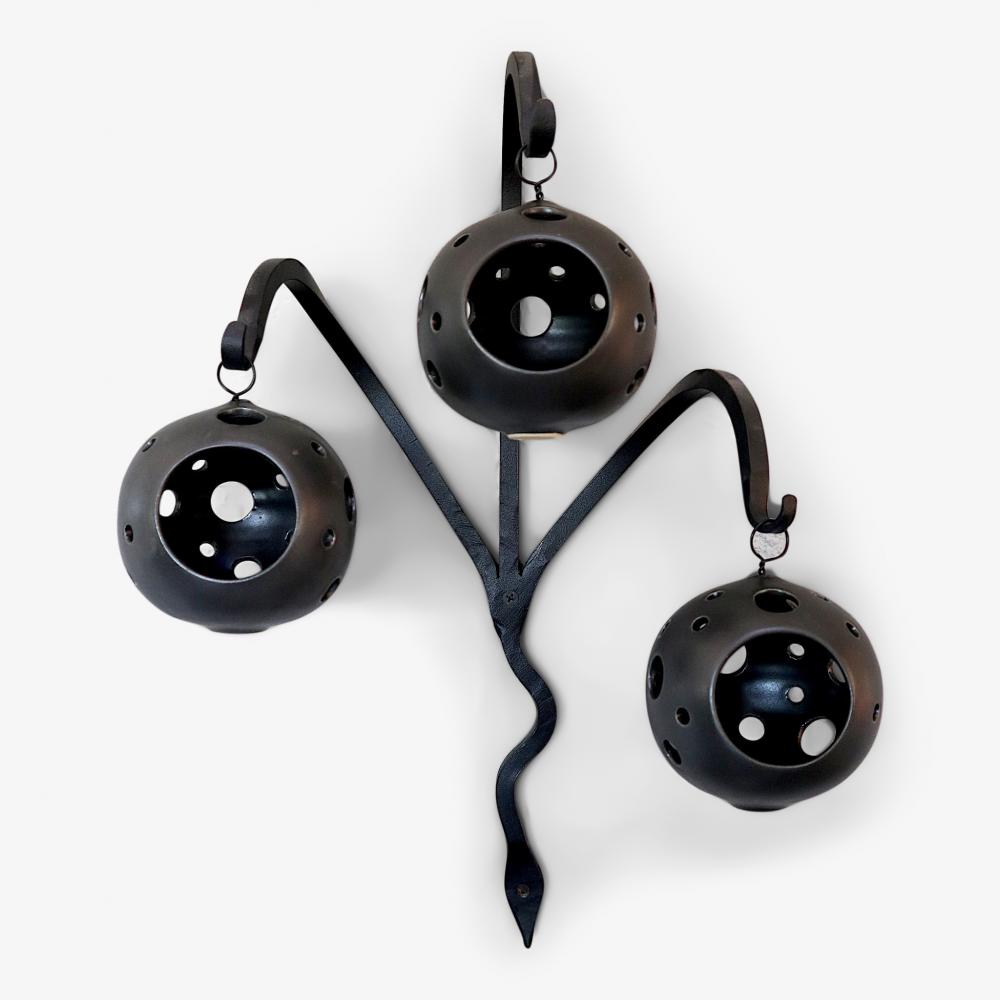 Kleva Trippel Ljusboll m. Smideskrok, svart