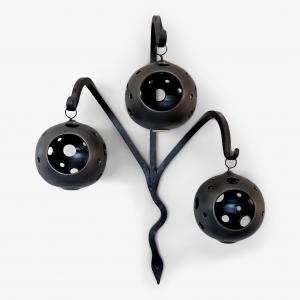 Kleva Trippel Ljusboll m. Smideskrok, svart