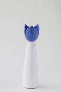 Sandvik Tulpanljusstake Stor 23cm, vit/blå