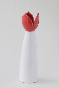 Sandvik Tulpanljusstake Stor 23cm, vit/röd