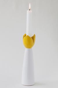 Sandvik Tulpanljusstake Stor 23cm, vit/gul