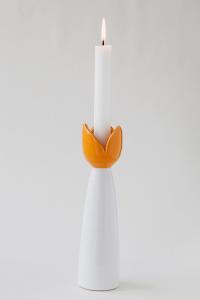 Sandvik Tulpanljusstake Stor 23cm, vit/orange