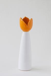 Sandvik Tulpanljusstake Stor 23cm, vit/orange