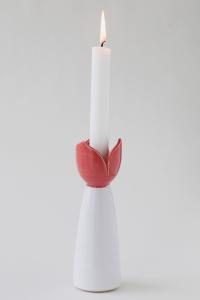 Sandvik Tulpanljusstake mellan 19cm, vit/röd