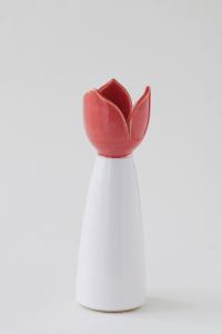 Sandvik Tulpanljusstake mellan 19cm, vit/röd