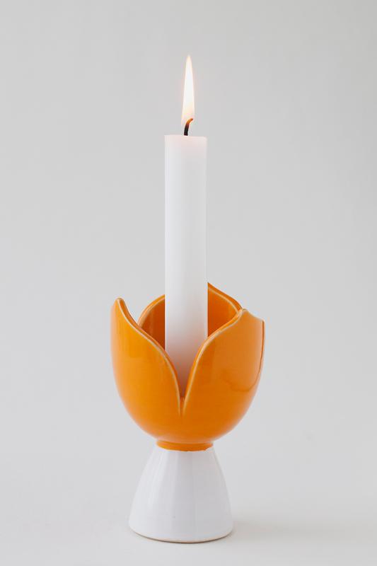 Sandvik Tulpanljusstake liten 12cm, vit/orange