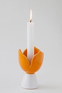 Sandvik Tulpanljusstake liten 12cm, vit/orange