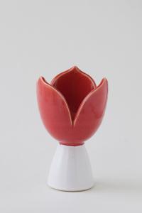 Sandvik Tulpanljusstake liten 12cm, vit/röd