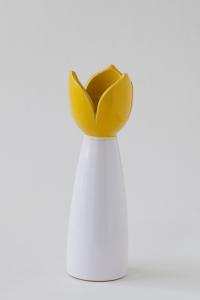 Sandvik Tulpanljusstake mellan 19cm, vit/gul