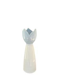 Sandvik Tulpanljusstake mellan 19cm, vit/ljusblå