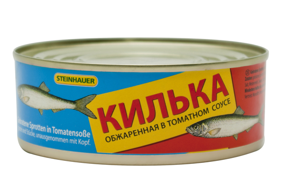 Fried sprats in tomato sauce