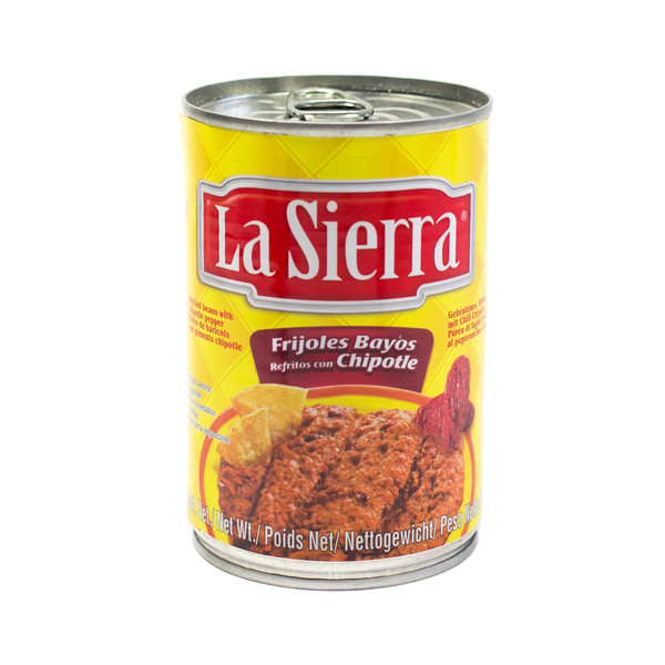 Frijoles pintos/ bayos refritos con chile chipotle - La Sierra 430g
