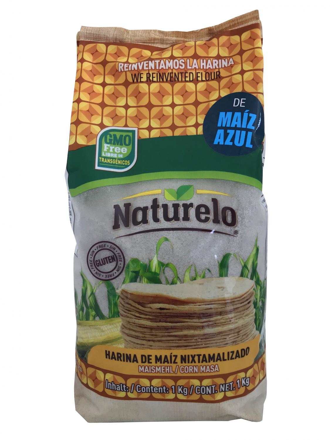 Gluten fri blå majsmjöl för tortillas Naturelo