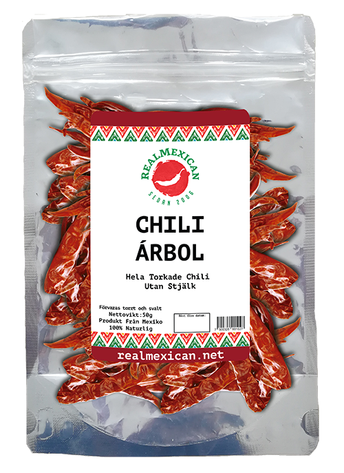 Torkade Arbol Chili, RealMexican, 50 g (Best before 06/23)