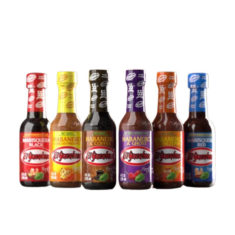 Set av alla 7 "El Yucateco" såser