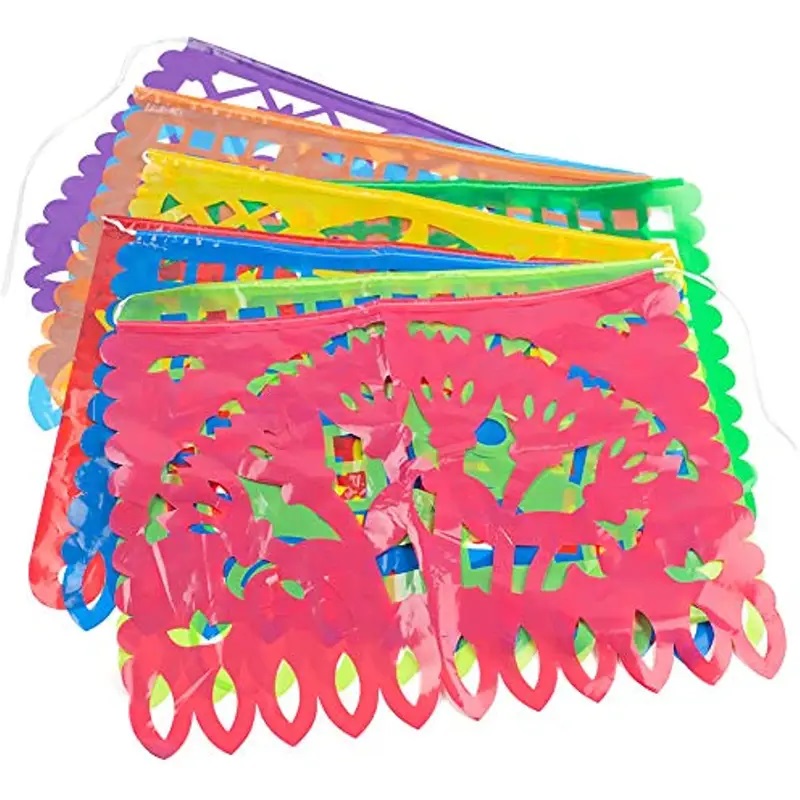 Papel Picado, blandade färger (plast)