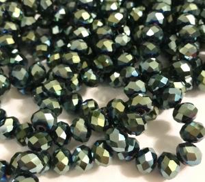 Glasrondeller 10x8mm blå/grön, 1sträng