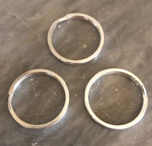 Nyckelring 25mm ljust silver, 3-pack