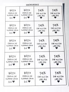 Budskap/text 14mm ”bästa fröken..mfl” 20st rutor