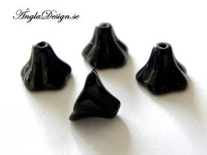 Änglakjol/blomma, 9x11mm, svarta, 5-pack