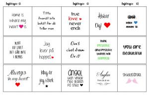 Textark  med lite gott och blandat passar 25mm, 1 ark 15 rutor