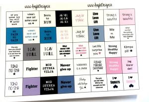 Budskap för 14mm, "motivation" blandade texter, 1 ark