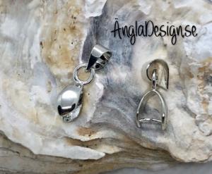 Berlockhållare/ bails för hängen, platinum, 2-pack