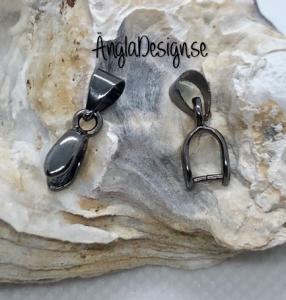 Berlockhållare/ bails för hängen, gunmetal, 2-pack