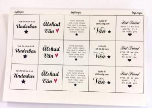 Budskap/texter "Bästa vän"  25mm ark med 5st rutor