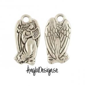 Berlock Ängel med harpa, antiksilver, 2-pack
