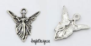 Berlock ängel med vingar, antiksilver, 5-pack