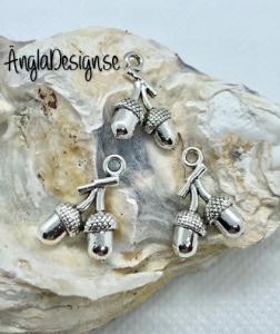 Berlock ekollon dubbelsidig i antiksilver, 3-pack