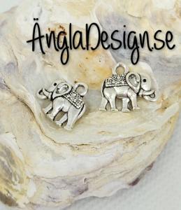 Berlock elefant dubbelsidig, antiksilver, 5-pack