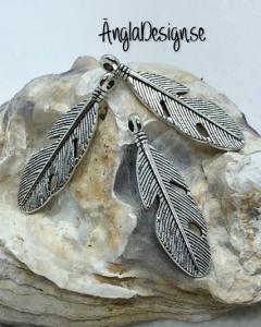 Berlock fjäder i antiksilver, 3-pack