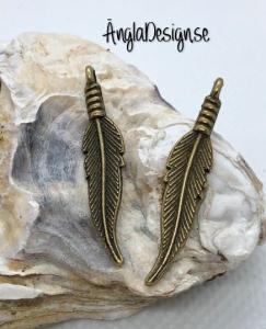 Berlock fjäder i brons, 2-pack