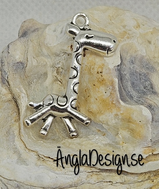 Berlock giraff dubbelsidig, antiksilver, 1-pack