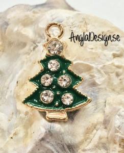 Berlock gran emaljerad med strass, guldfärg pläterad, 1st