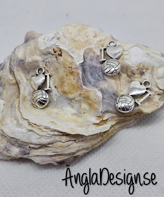 Berlock I love fotboll dubbelsidig, antiksilver, 3-pack