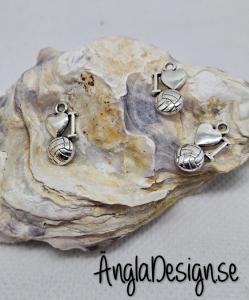 Berlock I love fotboll dubbelsidig, antiksilver, 3-pack